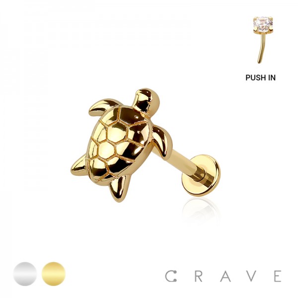 SEA TURTLE THREADLESS (PUSH IN) 316L SURGICAL STEEL LABRET SET